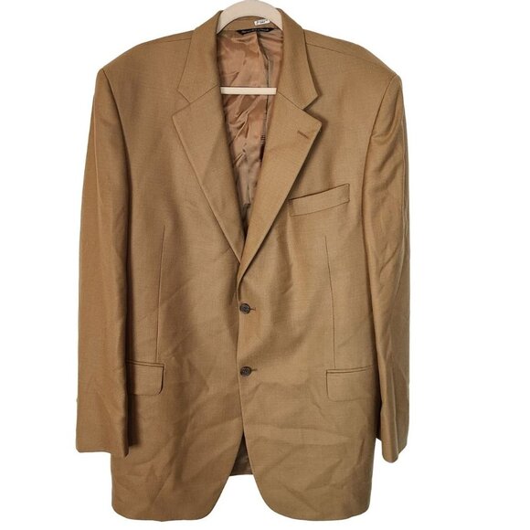Jack Victor Collection Mens 44L Tan Venicewood 2-Button Cashmere Suit Blazer